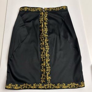 Just Cavalli black and leopard print silk blend pencil skirt